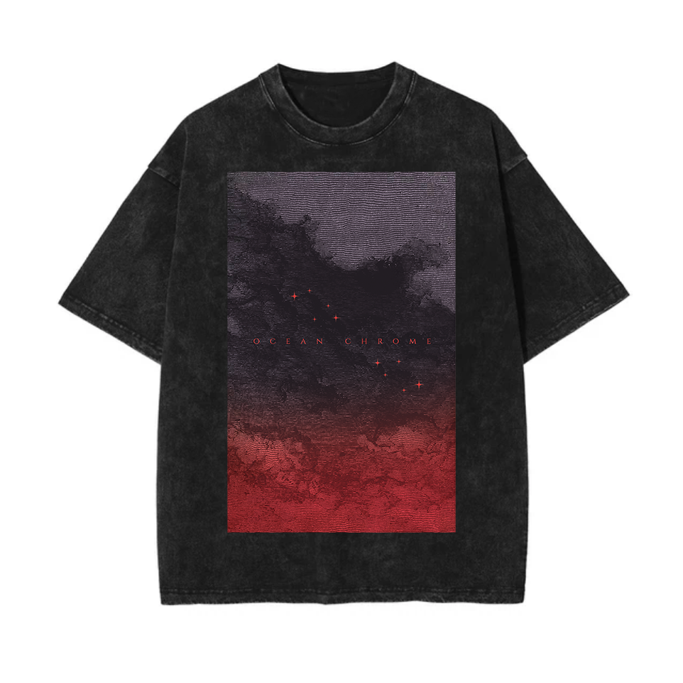 'Red Fade' Tee - #001 (Vintage, Distressed, Black Stonewashed)